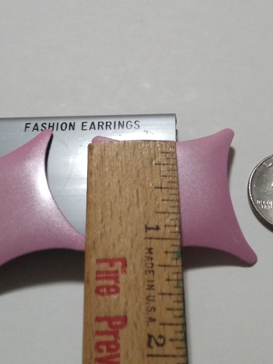 VTG RETRO GLAM METALLIC PINK ATOMIC STARS PIERCED METAL EARRINGS View 4