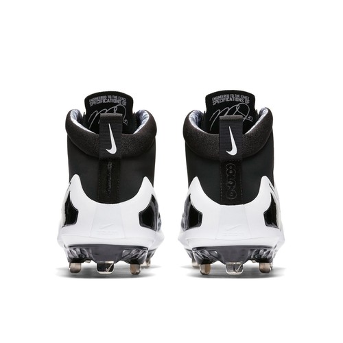 New Nike Force Zoom Trout 4 Mid Metal Mens Baseball Cleats - Black / White /GRAY - Picture 6 of 7