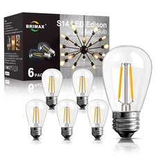 E26 LED Replacement Light Bulbs 2W S14 Clear Globe Edison Bulb 2700K Warm White