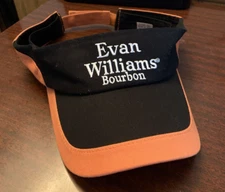 Evan Williams Bourbon visor hat, black w/orange border, hook & loop adjustable