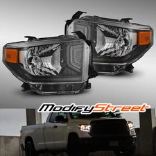 OE Style For 2014-2021 Toyota Tundra G2 Headlights Head Lamps Pair Alpha-Black