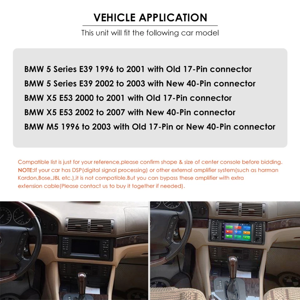 7" Android 13 CarPlay 2+32GB Car Stereo Radio GPS Navi For BMW X5 E53 2000-2007 - Image 3 of 4