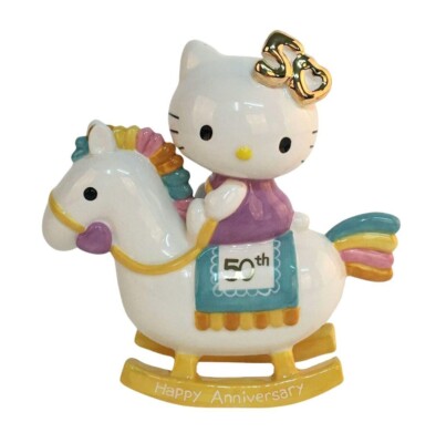 Blue Sky Clayworks - Hello Kitty 50th Anniversary Rocking Horse Figurine - 23494