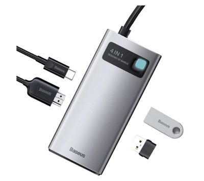 Baseus 4-in-1 USB C HUB - 4K HDMI, PD Fast Charging, USB 3.0 & 2.0 Ports
