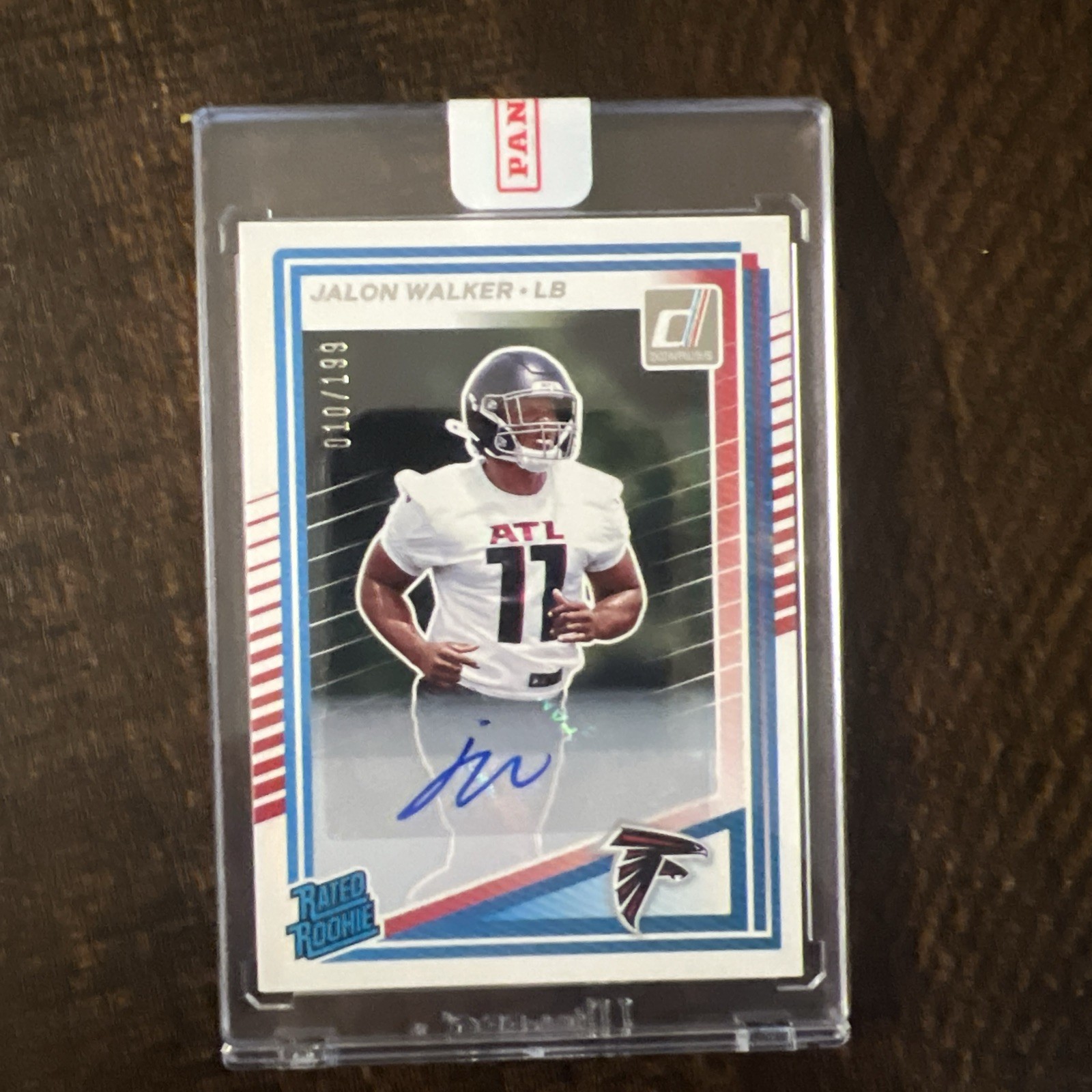 2025 Donruss Jalon Walker #344 Rated Rookie Falcons LB 10 /199 auto