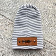 I Love You A Bushel Cotton Baby Beanie Newborn Gray White Stripe Minimalist