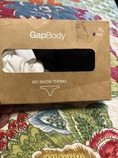 GapBody No-show Thong Underwear 2-Pack, Size XL, White-Black, Nylon/Spandex NIB