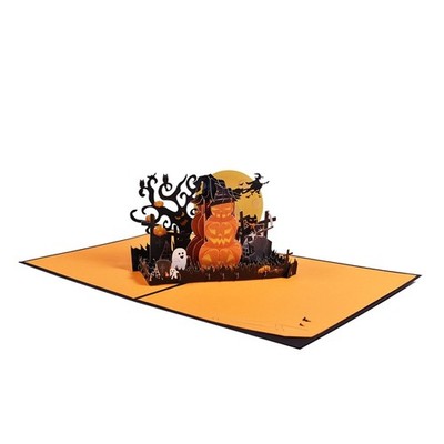 3D for up Halloween Pumpkin Greeting Card Wedding New Year Blessing Cards