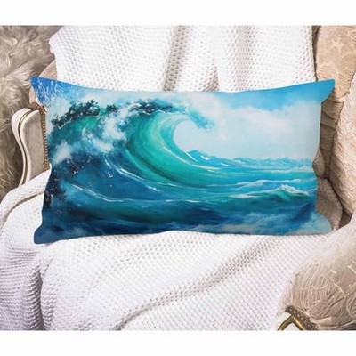 EKOBLA Sea Wave Square Decorative Throw Pillow 20'' x 12'' (Pack of 1) Multi-bs21
