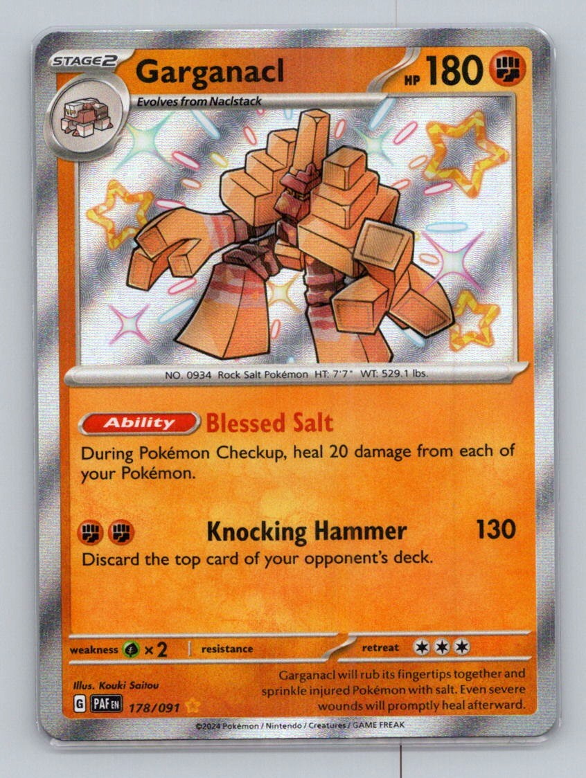 Garganacl 178/091 Shiny Rare SV: Paldean Fates NM Pokemon