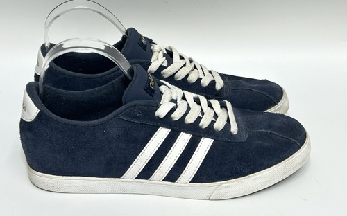 Adidas Women's Neo Courtset Shoes Sneakers Size 9 Navy Blue White Stripe Suede