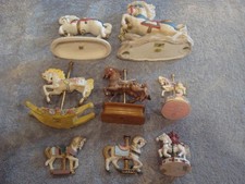 VINTAGE LOT OF 8 PORCELAIN CAROUSEL HORSES - GOLDEN SUPEX 7 MORE