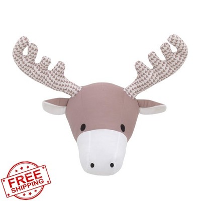 NoJo moose plush head decor brown white