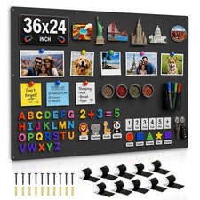 36 x 24 Inch Large Magnetic Board for Wall Heavy Duty Steel Magnet Display Black