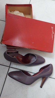 NIB Women's Shoes Italy Leather Pumps Vintage High Heels Tango Purple Sz 7.5