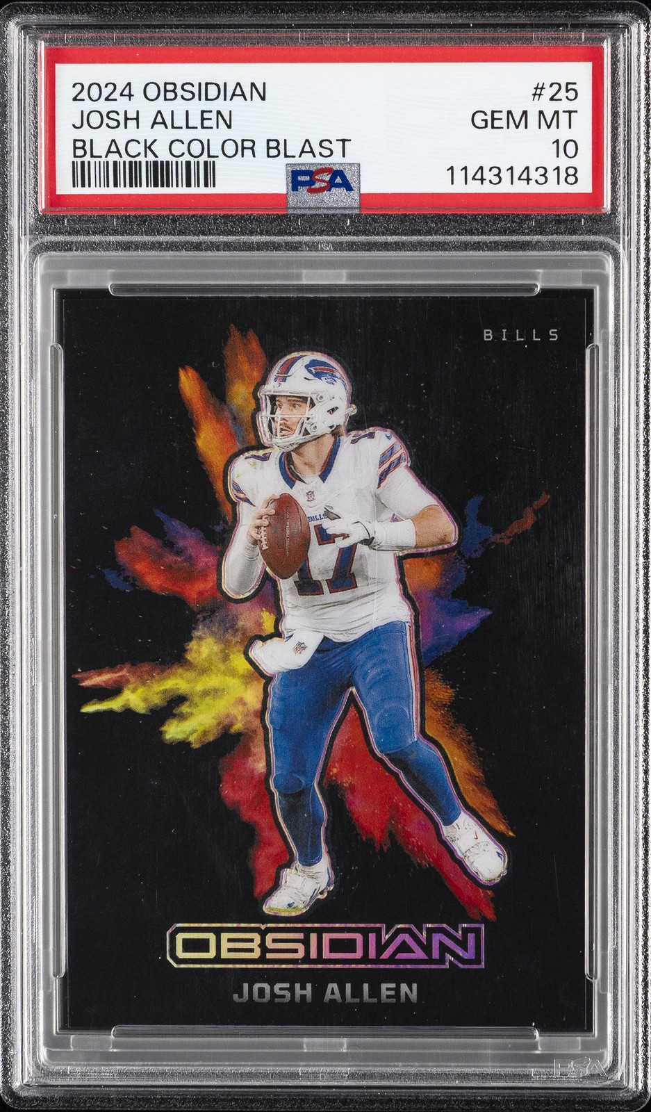 2024 PANINI OBSIDIAN BLACK COLOR BLAST #25 JOSH ALLEN PSA 10