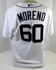 2018 Detroit Tigers Gerson Moreno #60 Game Used White Jersey 48 DP20892