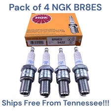 Set of 4 NGK 5422 - Nickel Spark Plugs BR8ES Removable Tip