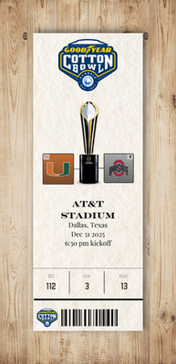 #ad #ad OHIO ST vs MIAMI 2025 College football COTTON BOWL Custom Ticket Stub WTOPLOADER $16.99