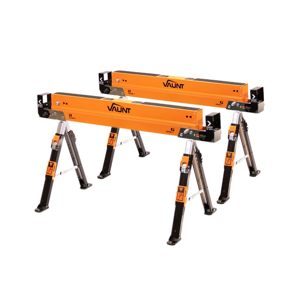 Vaunt V2003015 Fully Adjustable Trestle Twin Pack Saw Horse Max Capacity 1,200kg