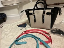 Aspinal Marylebone Tricolour Medium Tote Bag Rrp £1200 black pink ivory straps