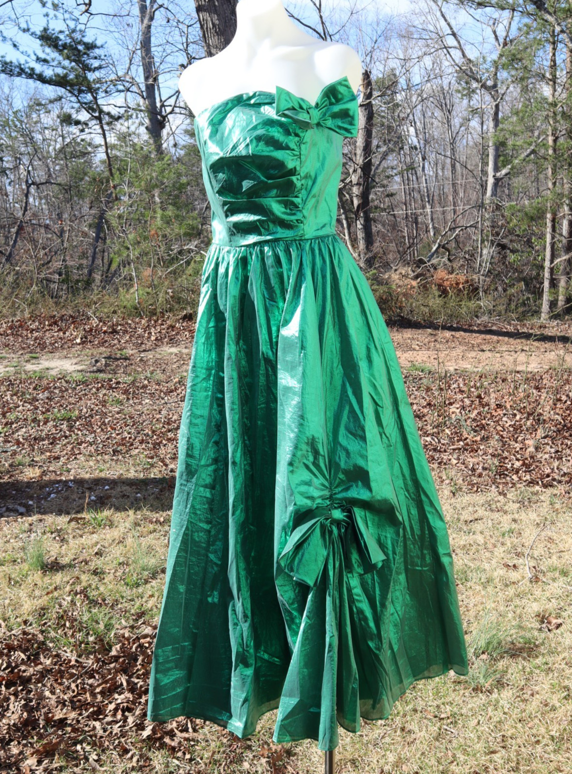 90s green prom dress Vintage 80s Metallic Party Pagea… special occasions