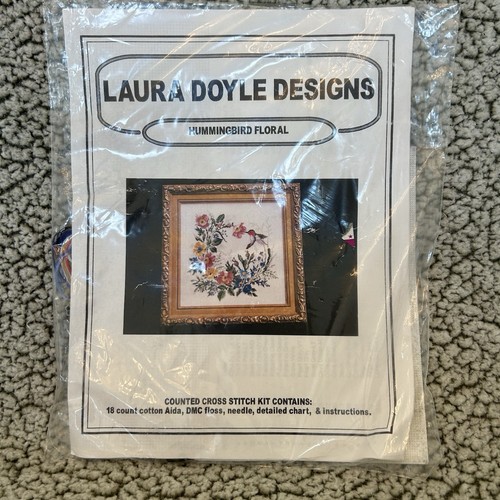 Laura Doyle Designs Hummingbird Floral Counted Cross Stitch Kit | eBay