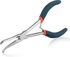 SPEEDWOX Long Reach Needle Nose Pliers with Serrated Jaws Bend Blue 