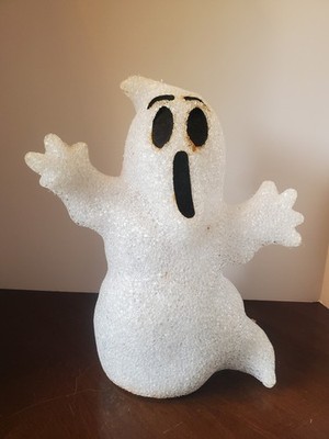 Vintage Melted Popcorn Plastic 12'' Ghost Color Changing Lights Works