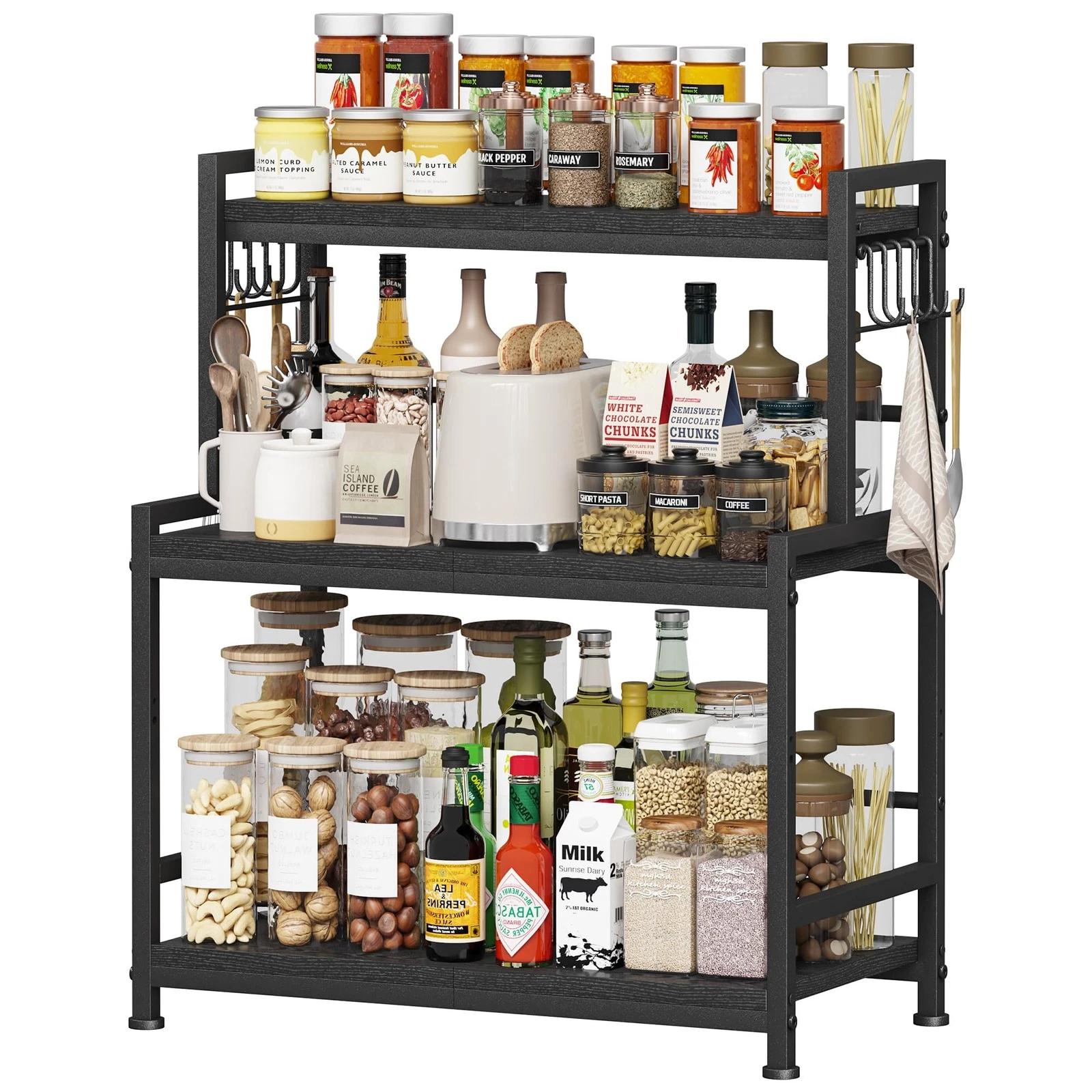 23.6"W Large Kitchen Countertop Organizer, 3 Tier Spice Rack Organizer with A...