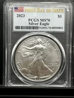 2023 $1 American Silver Eagle PCGS MS70 FDOI Flag Label 🔥