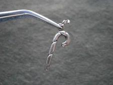 Twisted Candy Cane Vintage Shiny Sterling Silver Bracelet Charm Pendant 1.1g