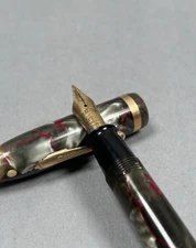 VINTAGE HUGE GREEN & BLACK MARBLED LIFETIME OVERSIZE BALANCE FOUNTAIN PEN