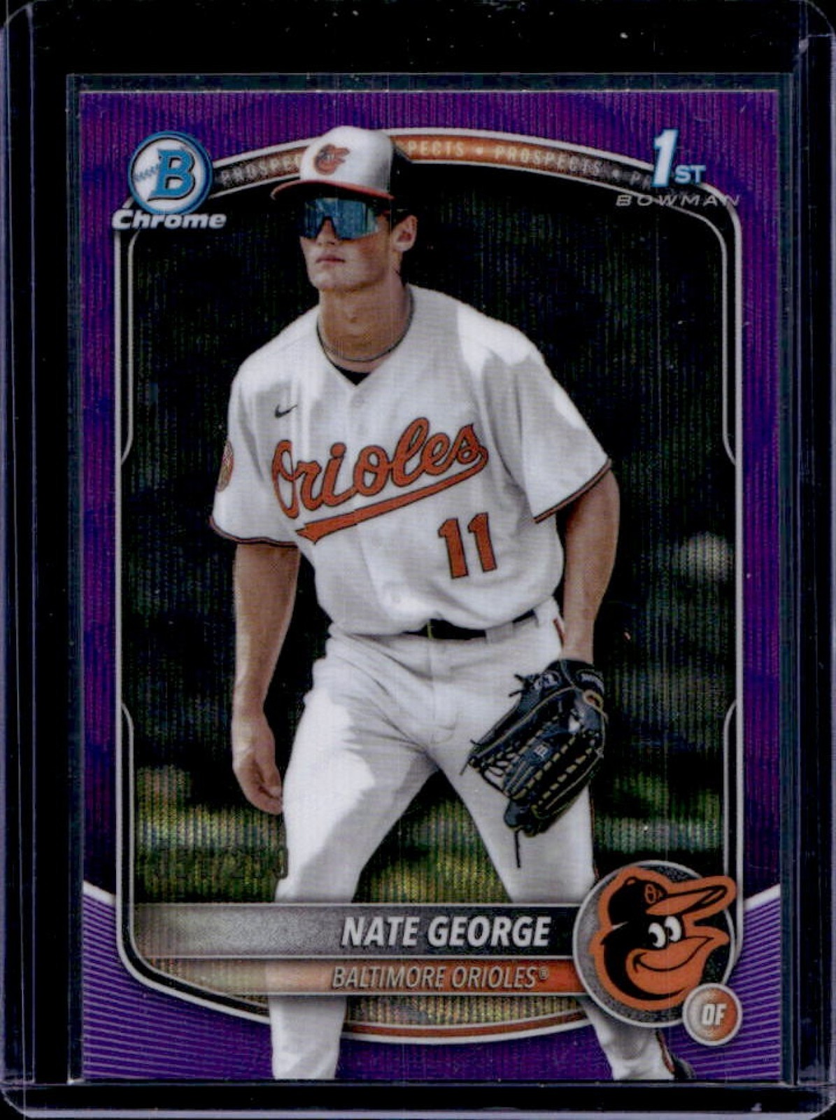 2025 Bowman Chrome Nate George Purple Wave Refractor 1st #/250 Orioles