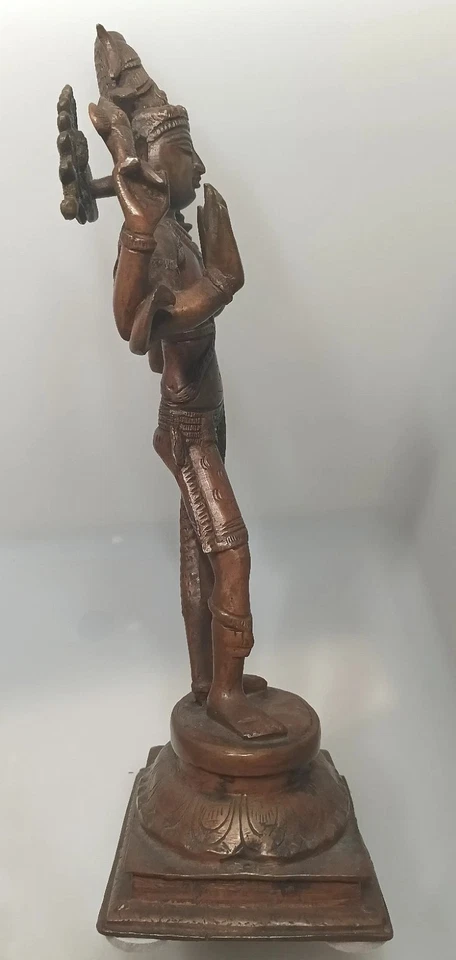 Ídolo Shiva-Parvati de bronce fundido del siglo XIX RARO Ardhanareshwara.c Foto 2 de 4