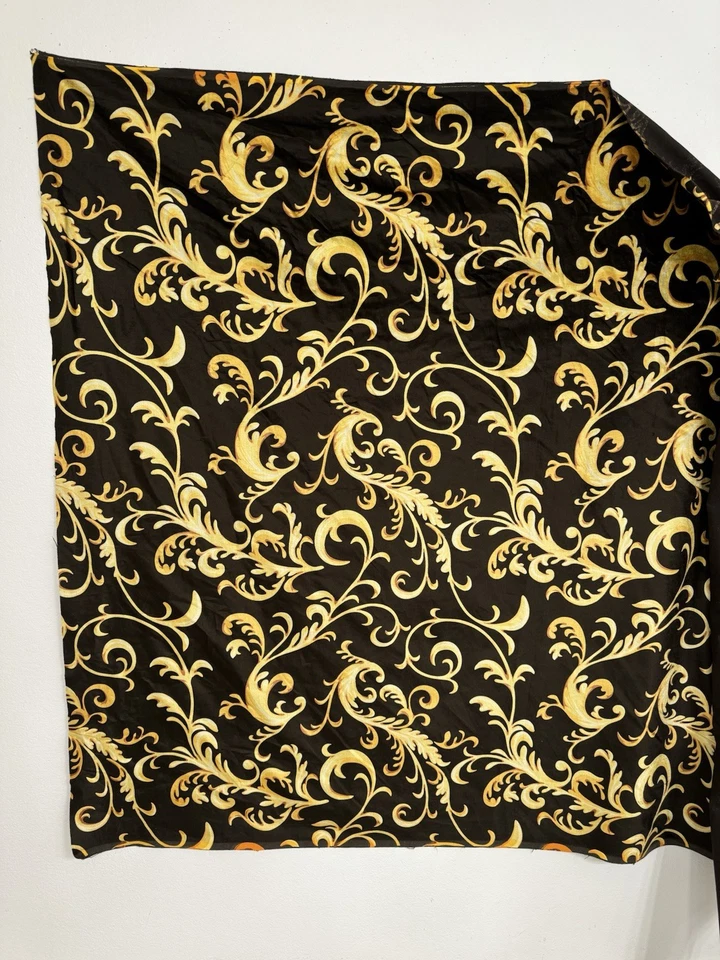 Tela de tapicería de terciopelo de algodón negro dorado barroco Versace 1 yarda (más disponible) Foto 4 de 4