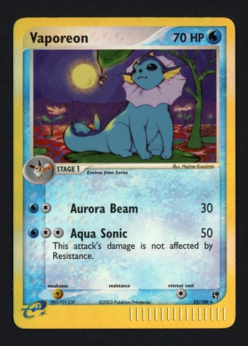 Vaporeon 25/100 Reverse Holo Sandstorm Rare Pokemon TCG