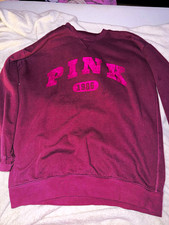 PINK Victoria s Secret Purple Crew Neck Fleece Logo Graphic Sweatshirt Women s M