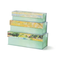  Decorative Storage Boxes with Lids, Set of 3 Cardboard Pastoral Tranquility
