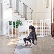 Free Standing Dog Gate, 104" W x 30" H, 4 Panels, White