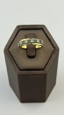 Emerald And Diamond 9ct Gold Ring , Vintage And Hallmarked