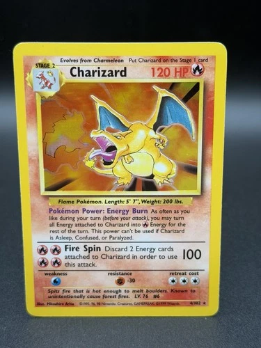 1999 Pokemon TCG Charizard Base Set Holo Rare Card 4/102 - (LP)