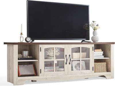 TV Stand for 75 Inch TV, Modern Farmhouse Entertainment Center