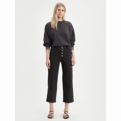 Levi s Black Mile High Cropped Wide Leg Jeans Size 27