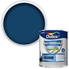750ml Dulux Weathershield Exterior Satin Paint For Wood Metal - Oxford Blue