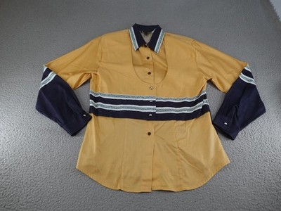 Vintage Roper Shirt Womens Large Yellow Western Cowboy Rodeo Square Dance Ranch