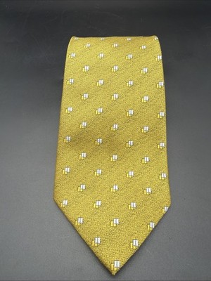 Giani Versace Yellow Over Black Tie Geometric Pattern Silk Handmade