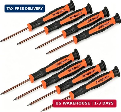 TEKPREM 8 in 1 Small Torx Screwdriver Set with T3 T4 T5 T6 T7 T8 T9 T10 Torx Sec