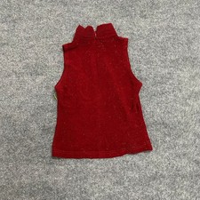 Jeffrey & Dara Tank Top Womens Size 8P Red Glitter Mock Neck Evening USA Made