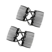 2Pcs Black Adjustable Magic Hair Clip Combs,Stretchy Double Comb Hair Clip,No...